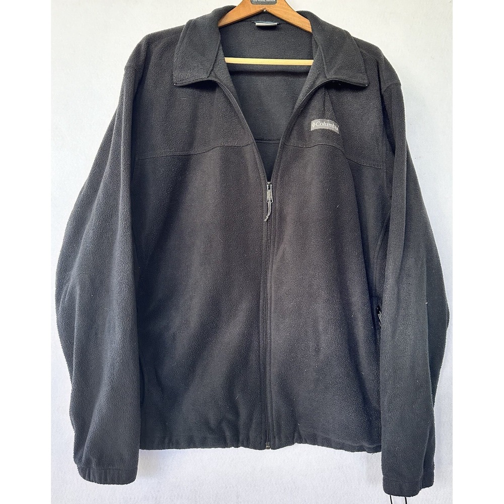 Columbia Full Zip‎ Fleece BLACK 2XL Men's Zip Pockets